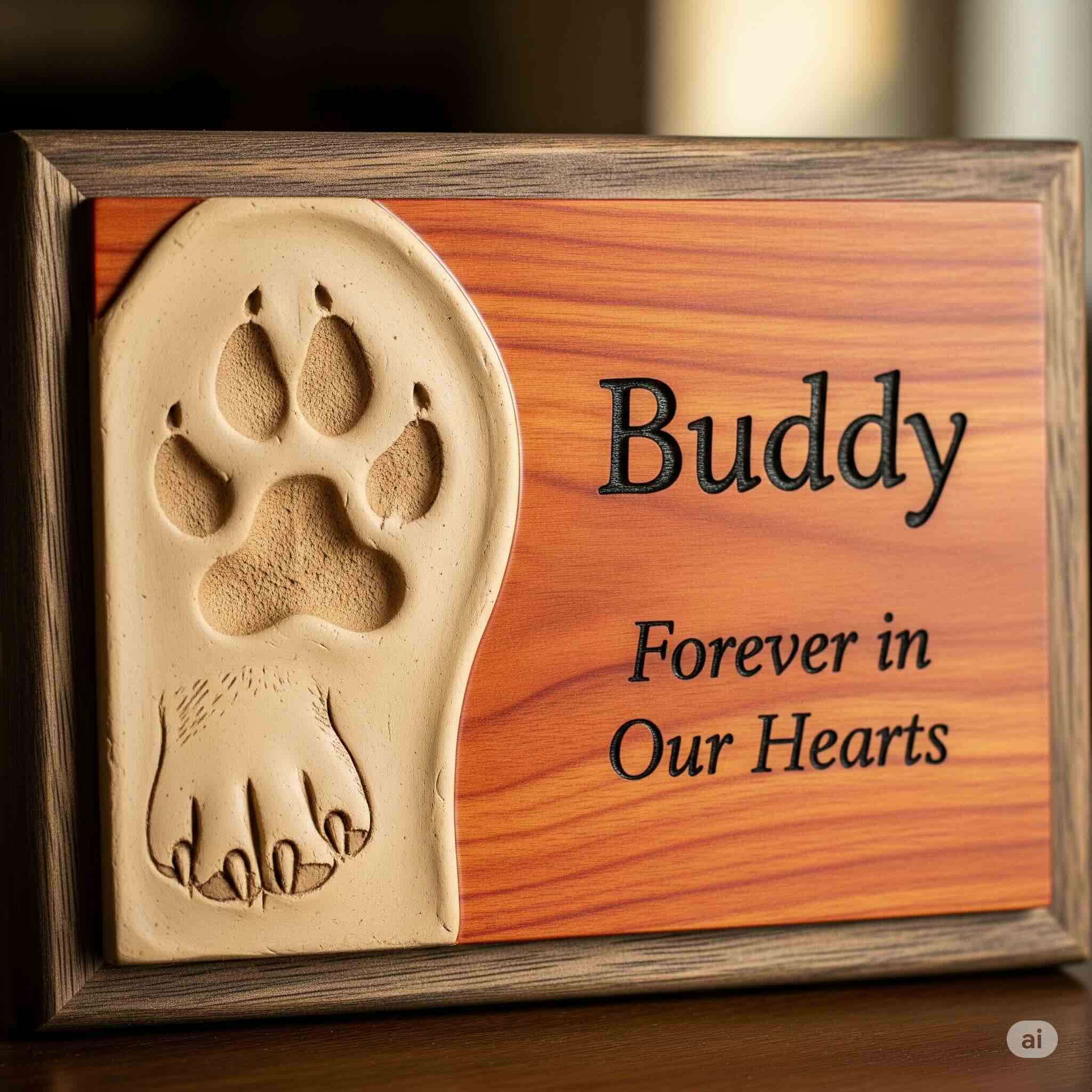 🌸 Paw Print Memorial Plaque